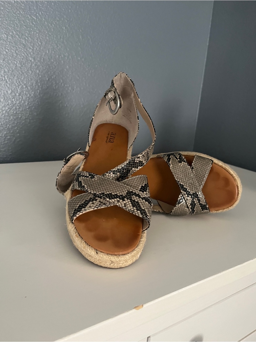 a.n.a Snake-Print Espadrille Sandals in Neutral Black & Cream
